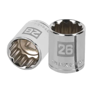 Dado milimétrico 1/2" estriado 26mm."TRUPER" D-1226EM