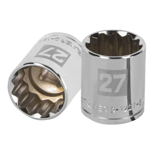 Dado milimétrico 1/2" estriado 27mm."TRUPER" D-1227-EM