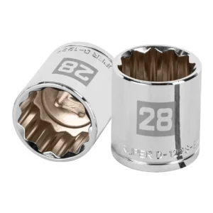 Dado milimétrico 1/2" estriado 28mm."TRUPER" D-1228-EM