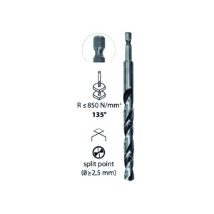 Mecha cil,HSS rect,enc¼",p/atornillador electr"ECEF"EX50-2mm