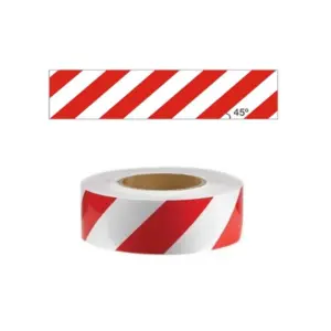 Cinta refle.Roja-Blanca Diagon.derecha 10cmx45mt"SLENDER"