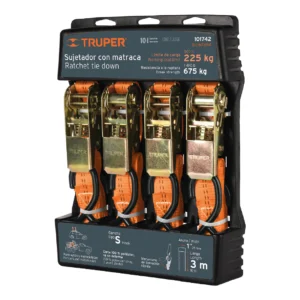 Cinta c/catra.L:3mt.A:2,54cm.C.Máx:675Kg"TRUPER"SU675R4x4pza