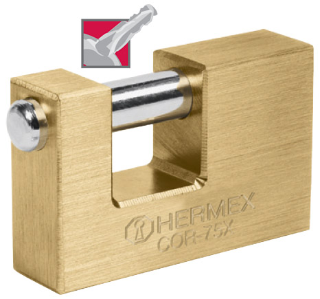 Candado antipalanca bronce 75mm llave tetra HERMEX COR-75X