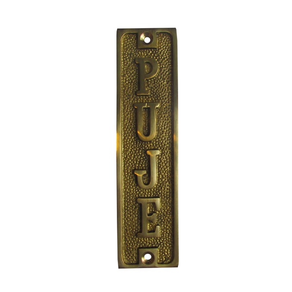 Cartel de bronce "PUJE"140mm................."AB BRASS" SP22 Orofino
