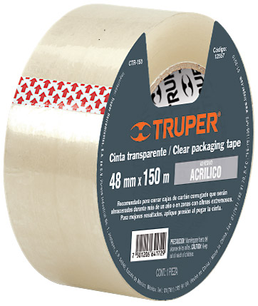 Cinta de Empacar transparente 48mm x 40mt "TRUPER" CTR-40
