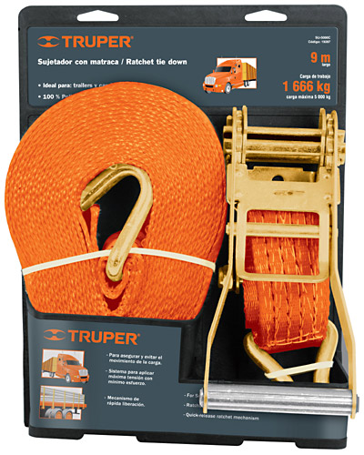 Cinta c/catra.L:9mt.A:10.2cmC.Max:7500Kg"TRUPER"SU7500 x1pza