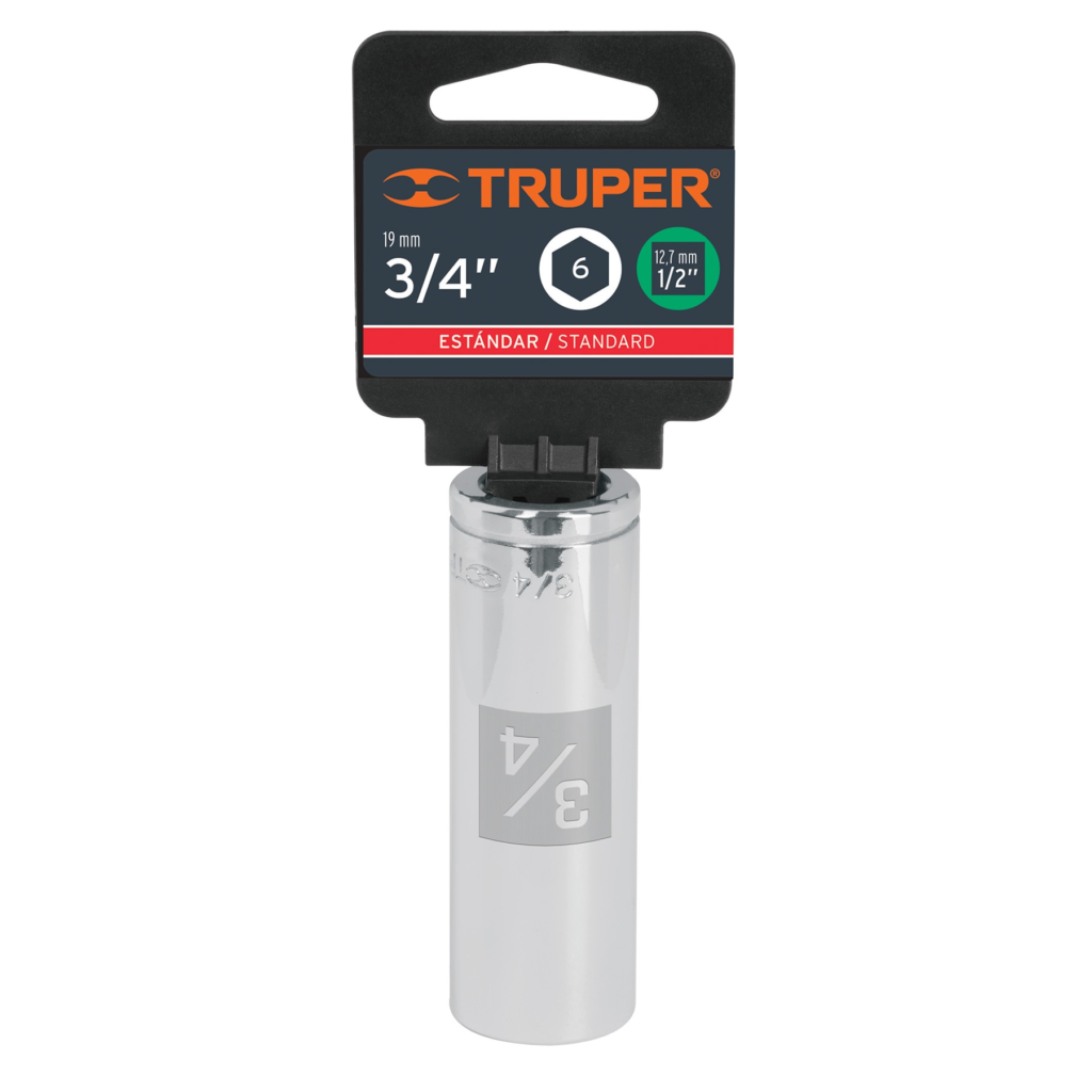 Dado largo 1/2" 6 puntas 3/4" "TRUPER" D-1224-HL