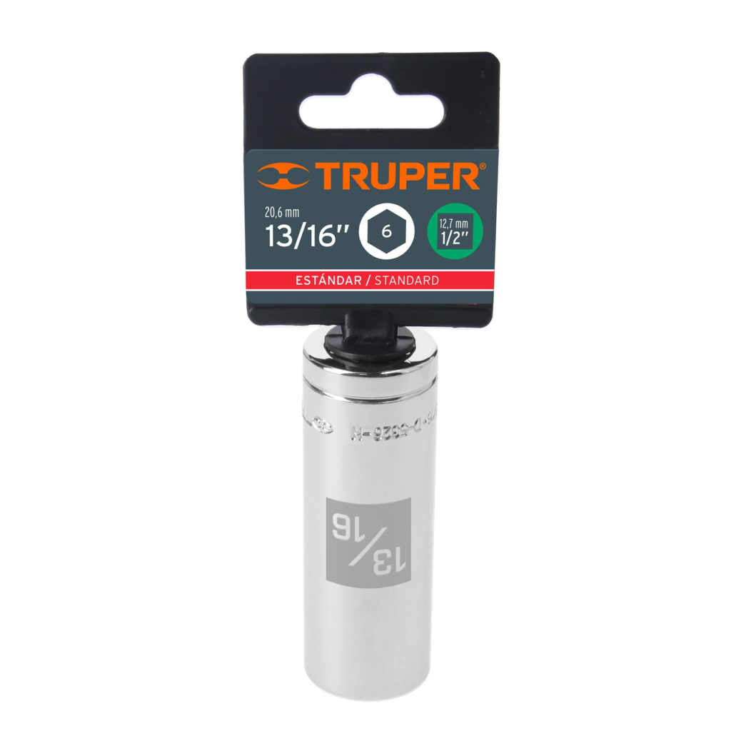 Dado largo 1/2" 6 puntas 13/16" "TRUPER" D-1226-HL