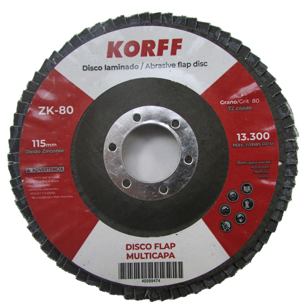 Disco Flap óx.zirc.(A.Inox.Ac.Alu)"SLENDER-KORFF"115mm ZK-80