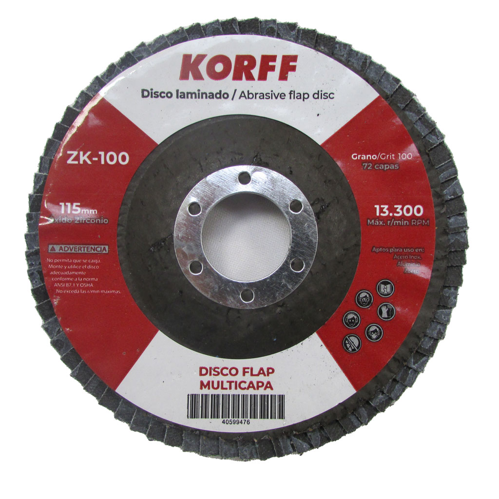 Disco Flap óx.zirc.(A.Inox.Ac.Al) "KORFF"115mm ZK-100