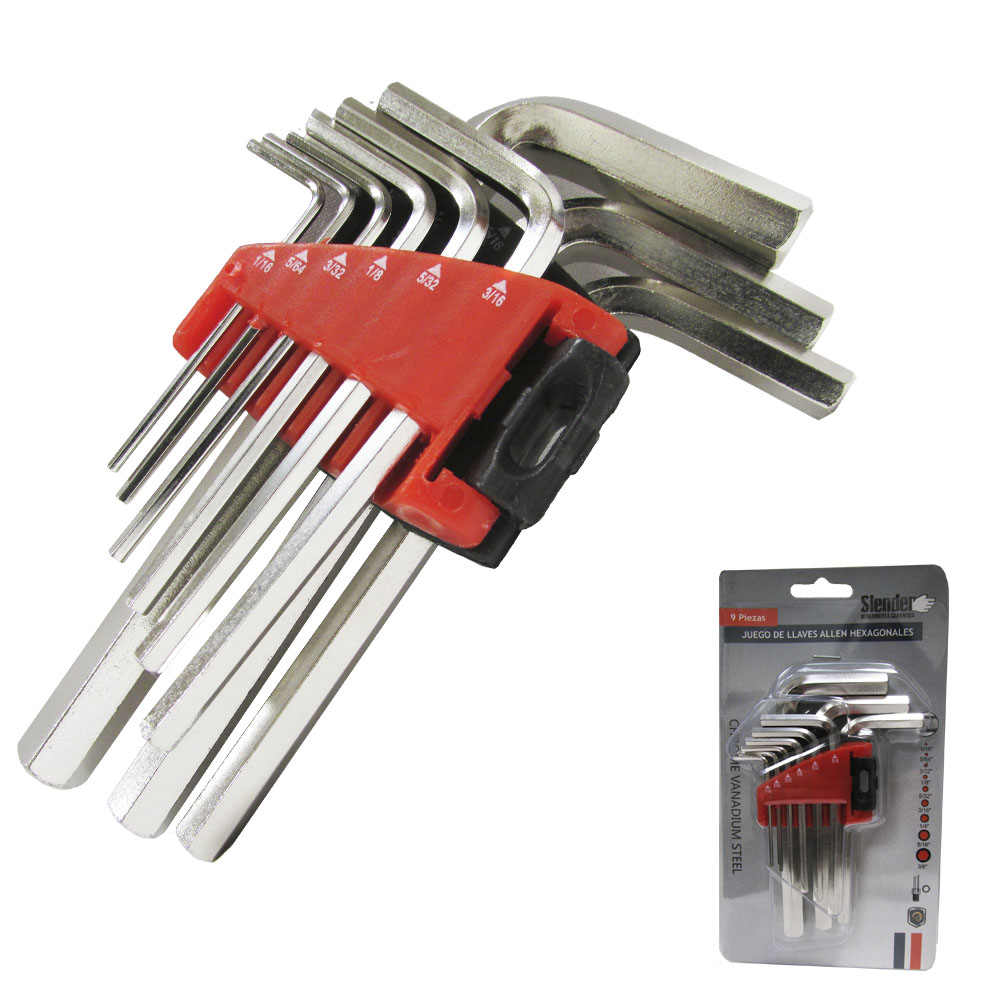 Jgo.9 llaves Allen-estuch.plást.1/16"a3/8""SLENDER"