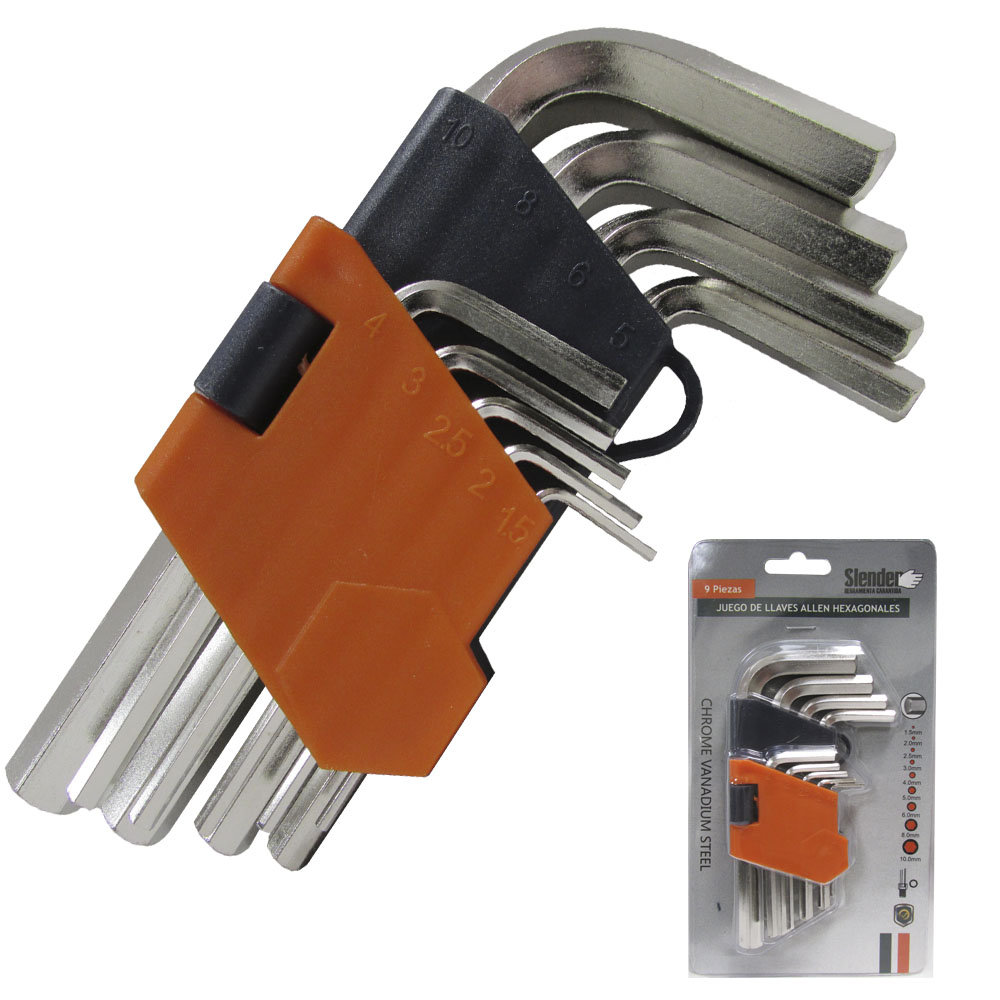 Jgo.9 llaves Allen-estuch.plást.1.5 a 10mm "SLENDER"