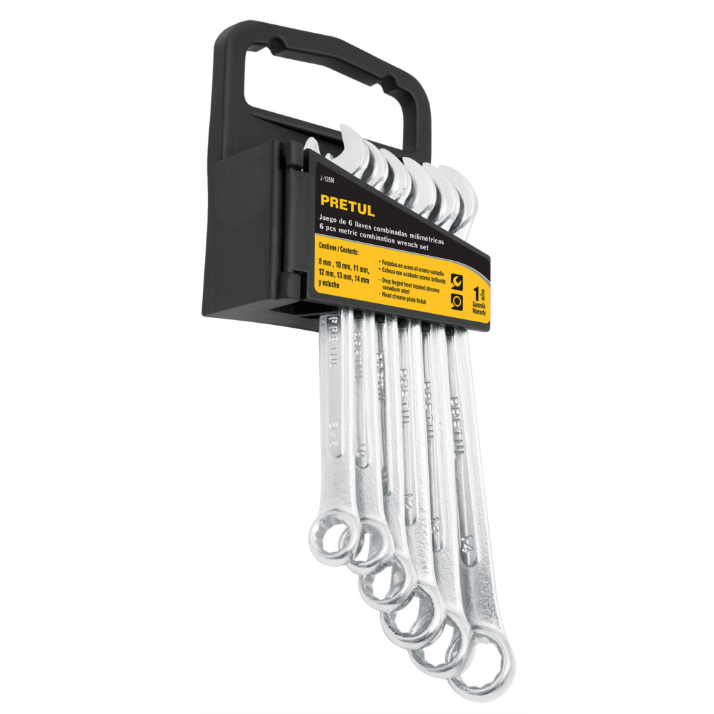 Jgo de 6 llaves comb-5/16a5/8",Tarj.plást "PRETUL"J-206P