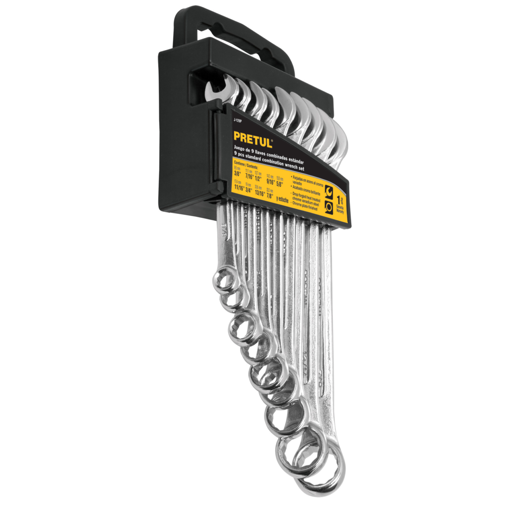 Jgo de 9 llaves comb-3/8a7/8",Tarj.plást "PRETUL"J-209P