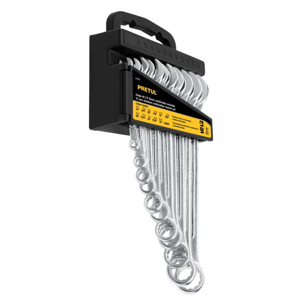 Jgo de 11 llaves comb-1/4a7/8",Tarj,plást "PRETUL"J-2011P