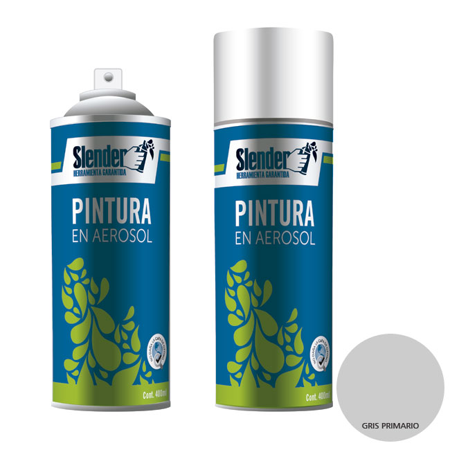 Pintura aerosol"SLENDER"400ml.P/Int.y ext.Gris Primario