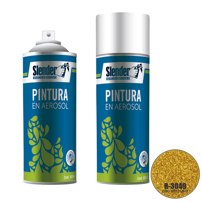 Pintura aerosol"SLENDER"400ml.P/Int.y ext.Oro Brilla(R-3049)