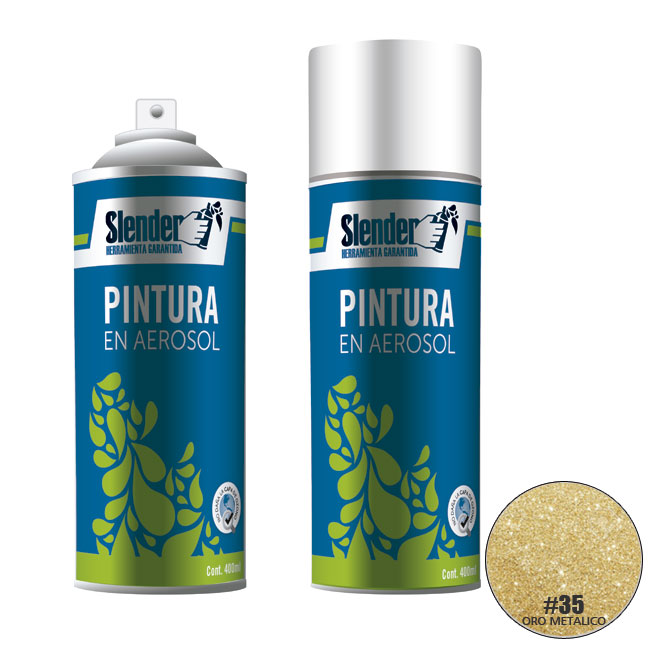 Pintura aerosol"SLENDER"400ml.P/Int.y ext.Oro Metálico (35)