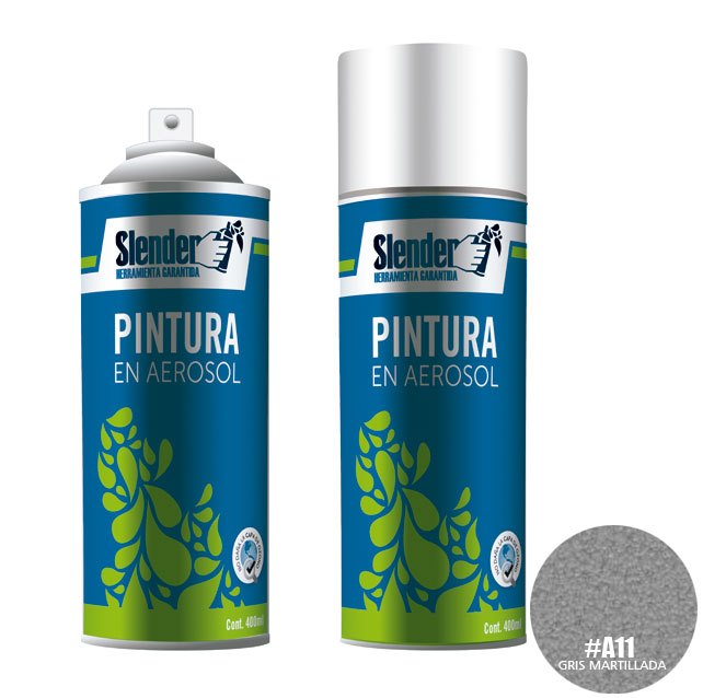Pintura aerosol SLENDER 400ml.P/Int.ext.Gris Martillada(A11)