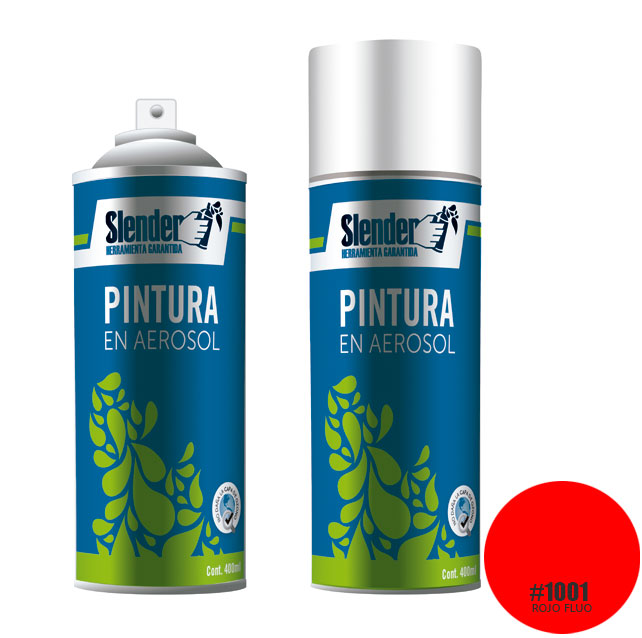 Pintura aerosol"SLENDER"400ml.P/Int.y ext.Rojo Fluo (1001)