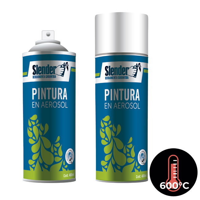 Pint.aerosol"SLENDER"400ml.Alta temp.Negro Mate(600°C)(1200)