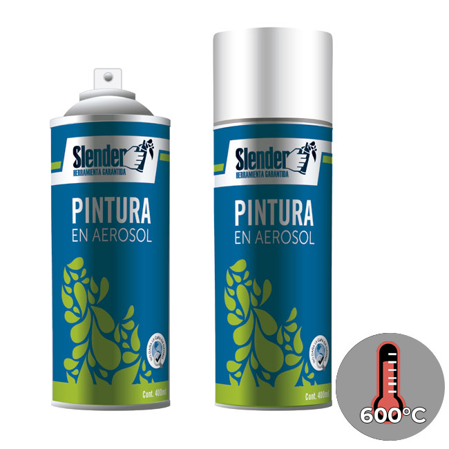 Pintura aerosol"SLENDER"400ml.Alta temp.Alum (600°C) (1300)