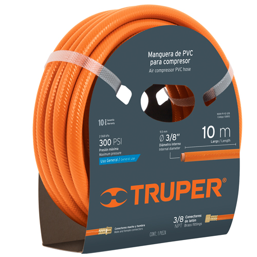 Manguera PVC p/pist.B.Pres.3/8""TRUPER"MANPI10-3/8x roll10mt