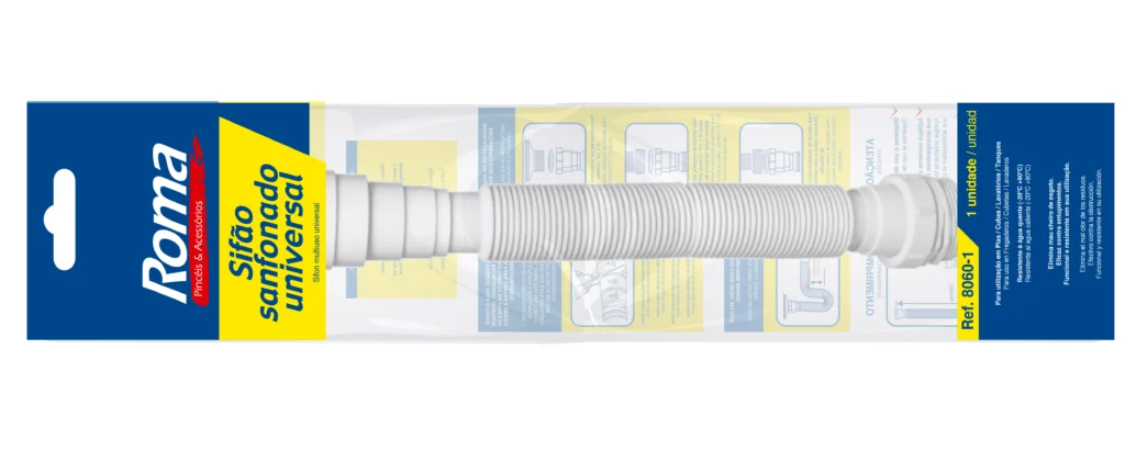 Sifón PVC corrug.p/piletas(baño/cocin),330-720mm"ROMA"8060-1