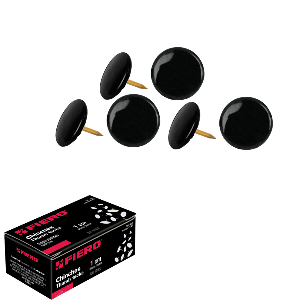 Chinches acero(cub.PVC)color negro "FIERO"CHI-100N CjaX100