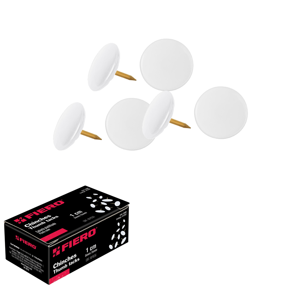 Chinches acero(cub.PVC)color blanco "FIERO"CHI-100B CjaX100