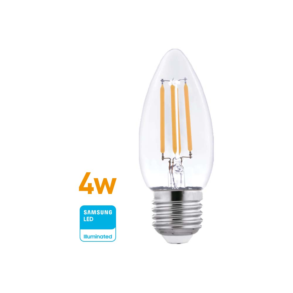 Lámpara LED Filamento Vela 4w (equiv 45w)E27 Cálida"WELLMAX"