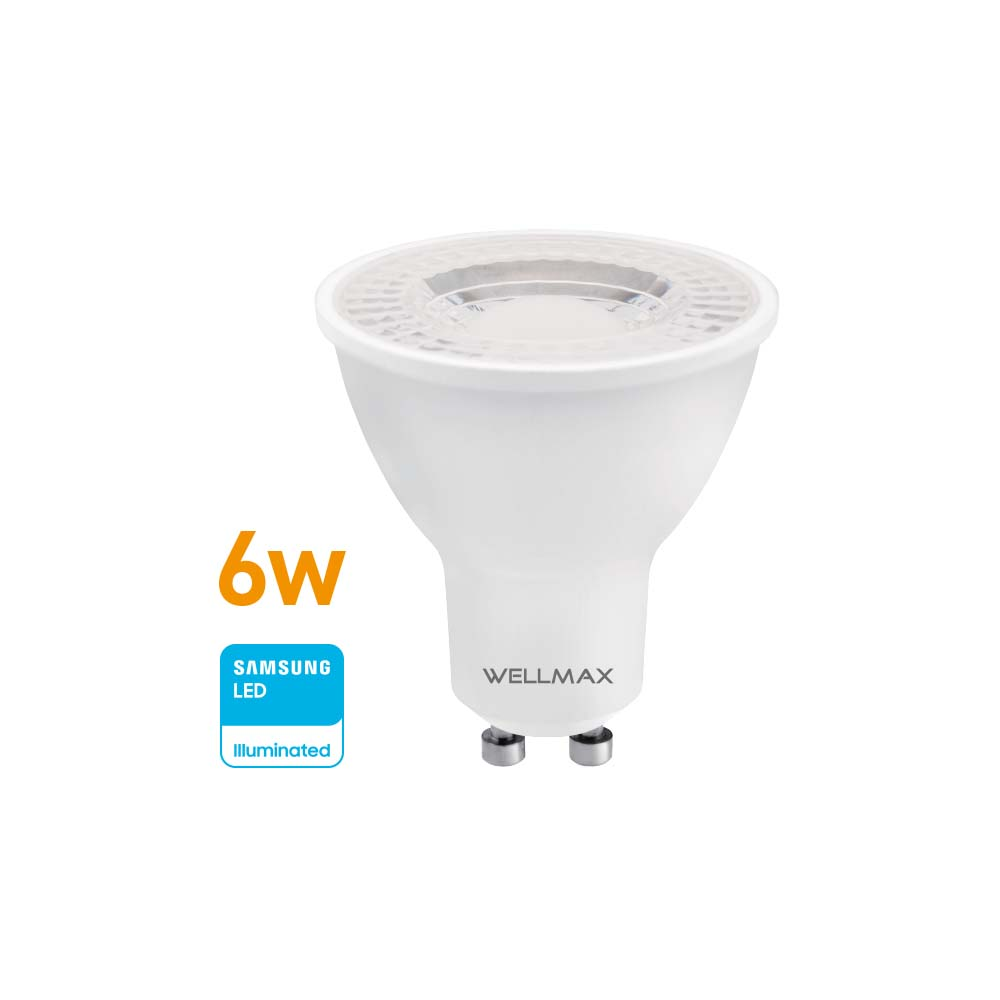 Lámpara LED Dicroica 6w (equivale 35w) GU10 Cálida "WELLMAX"