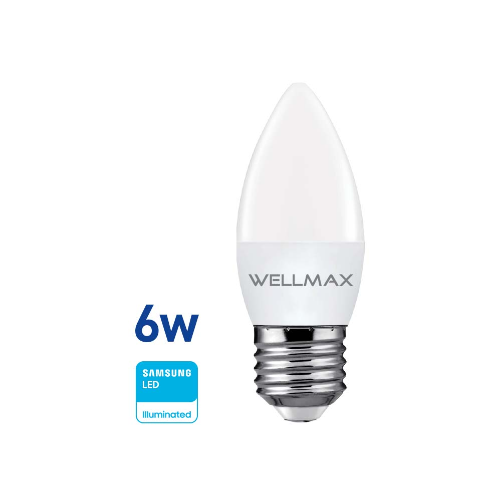 Lámpara LED Vela 6w (equivale 45w) E27 Fría "WELLMAX"