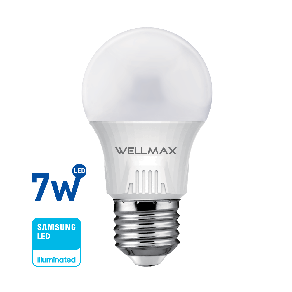 Lámpara LED 7w (equivale 60w) A55-E27, Fría "WELLMAX"