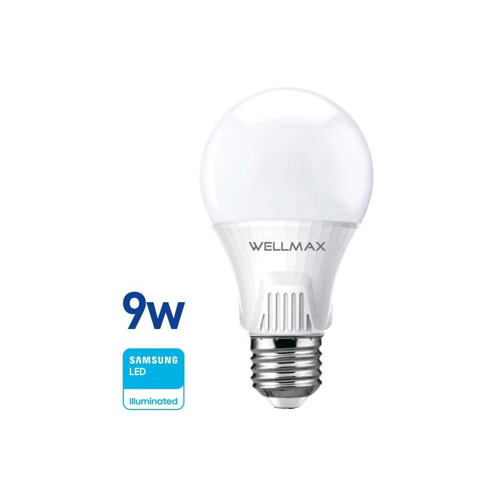 Lámpara LED 9w (equivale 75w) A60-E27, Fría "WELLMAX"