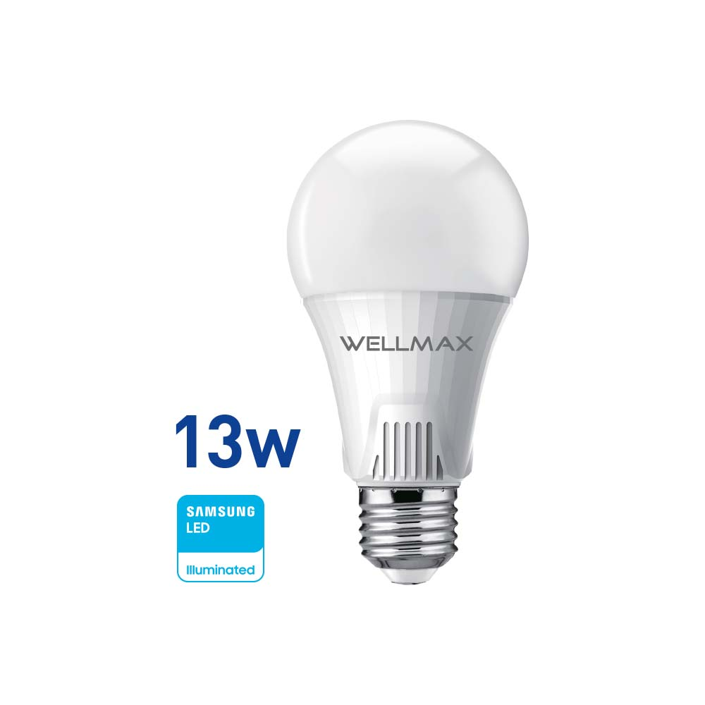 Lámpara LED 13w (equivale 115w) A65-E27, Fría "WELLMAX"