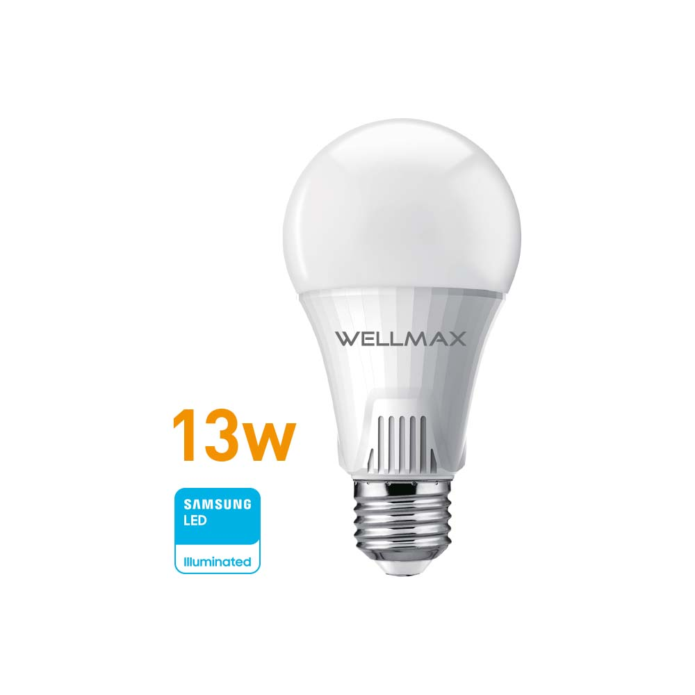 Lámpara LED 13w (equivale 115w) A65-E27, Cálida "WELLMAX"