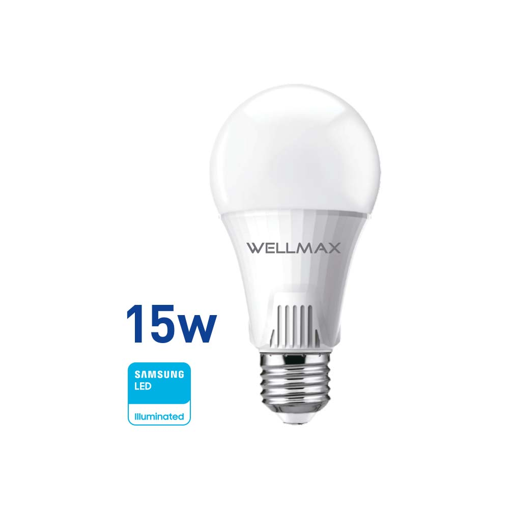 Lámpara LED 15w (equivale 125w) A65-E27, Fría "WELLMAX"