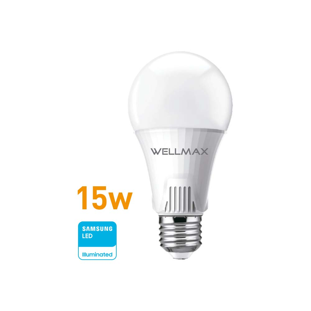 Lámpara LED 15w (equivale 125w) A65-E27, Cálida "WELLMAX"