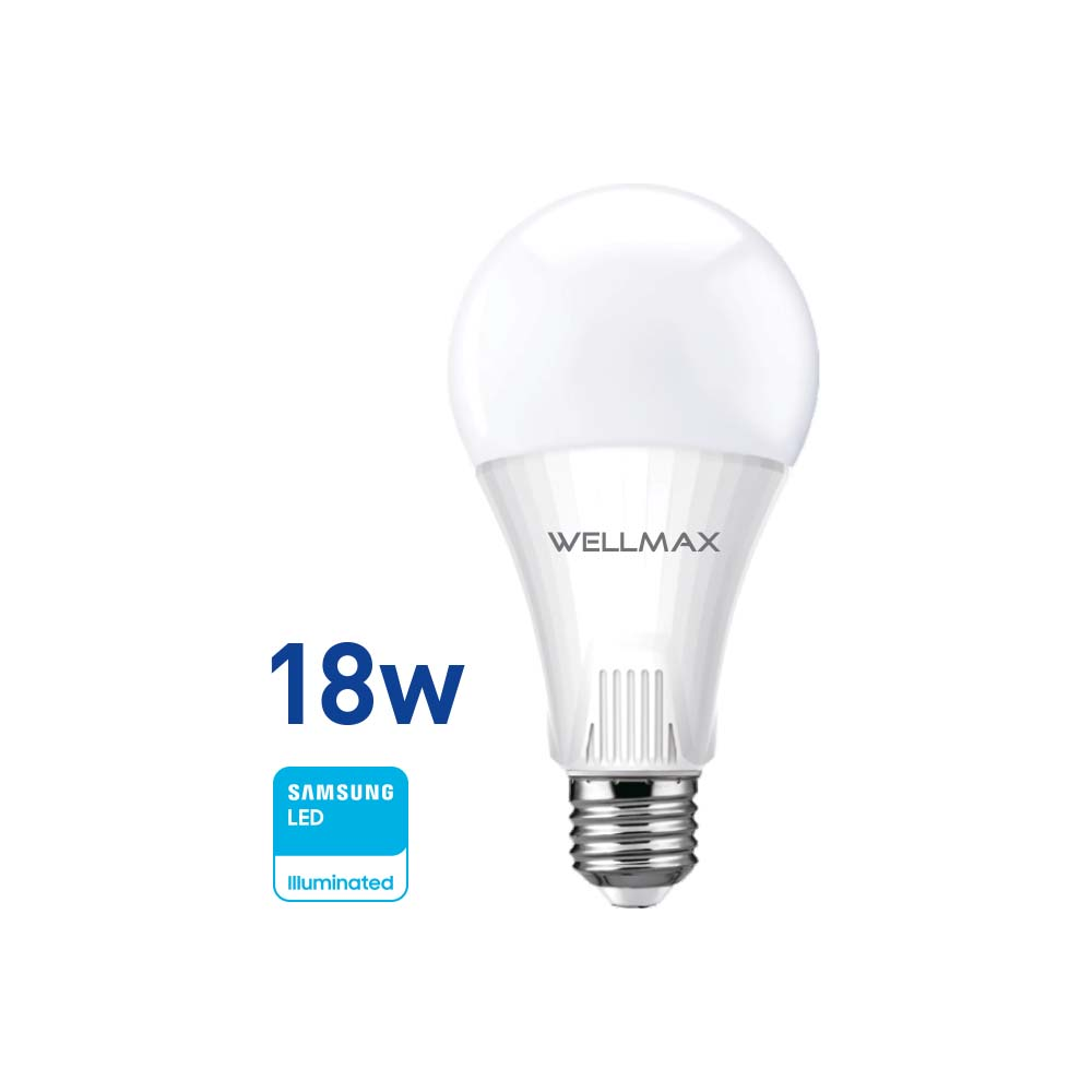 Lámpara LED 18w (equivale 150w) A65-E27, Fría "WELLMAX"