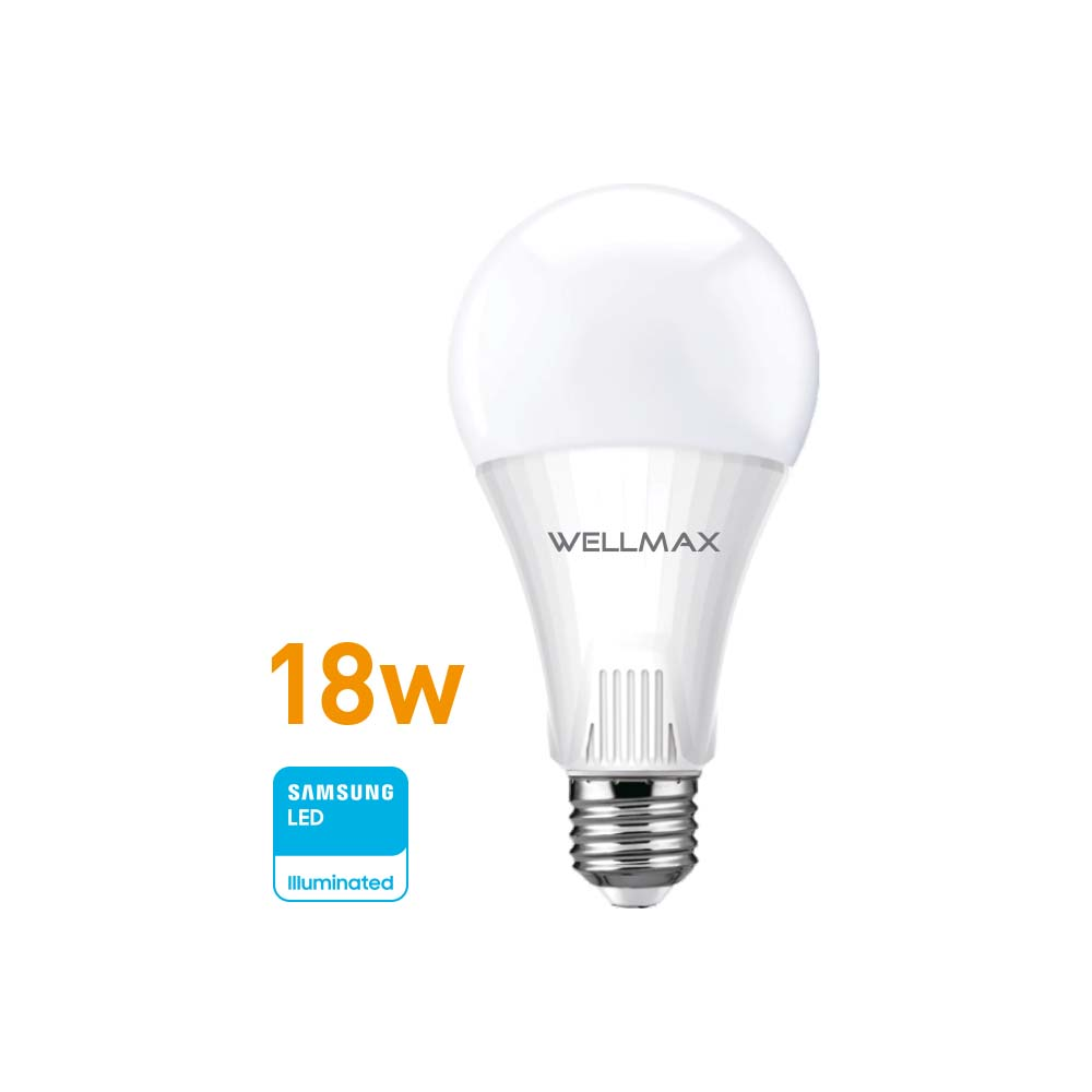 Lámpara LED 18w (equivale 150w) A65-E27, Cálida "WELLMAX"