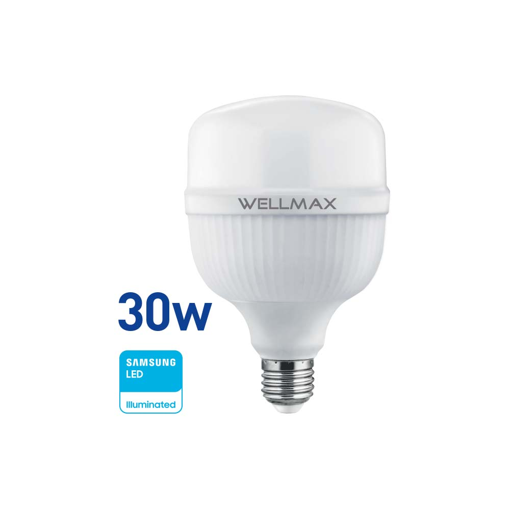 Lámpara LED 30w (equivale 250w) E27 Fría "WELLMAX"