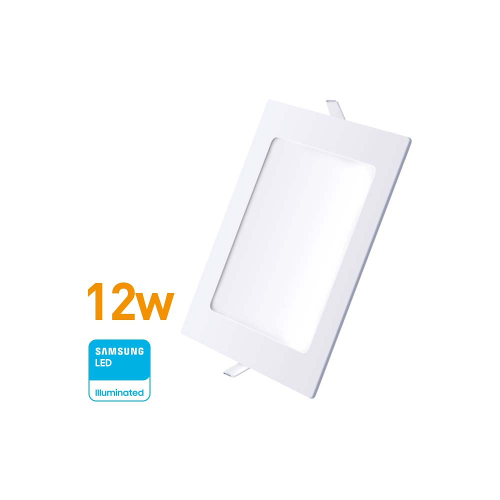 Panel LED Embutir Cuadrado 12w(840Lúm)17cm Cálida "WELLMAX"