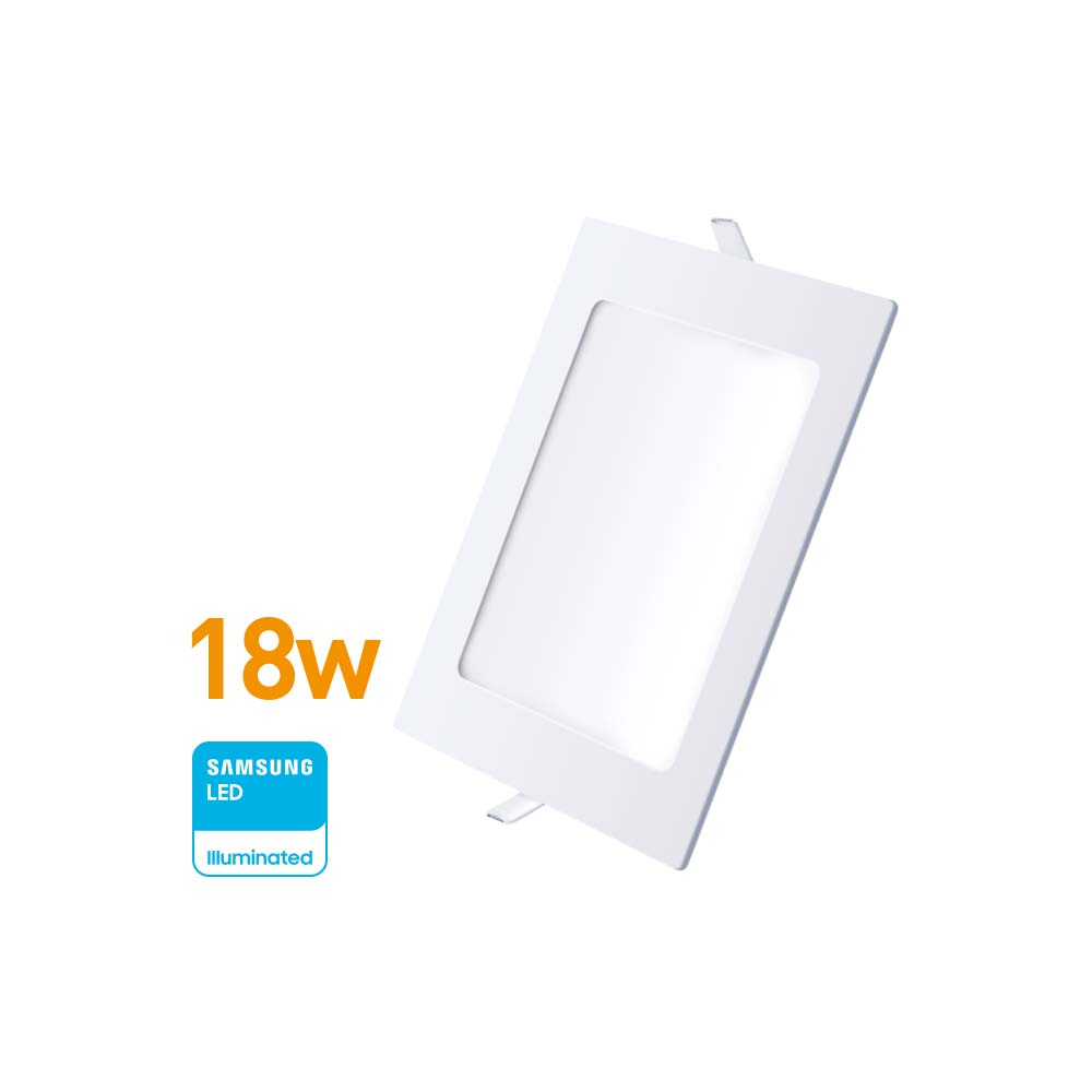 Panel LED Embutir Cuadrado 18w(1350Lúm)22cm Cálida "WELLMAX"