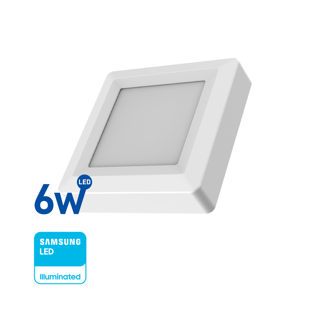 Panel LED Cuadrado 6w(360Lúm)D:12cm Fría "WELLMAX"