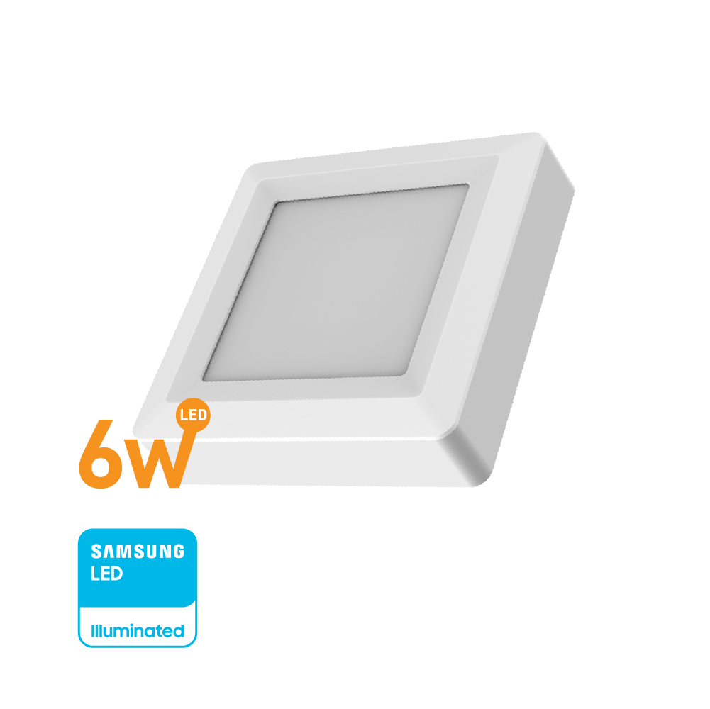 Panel LED Cuadrado 6w(360Lúm)D:12cm Cálido "WELLMAX"