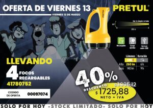 Oferta  N°2 del día 13 de marzo 2026(Foco recargable PRETUL)